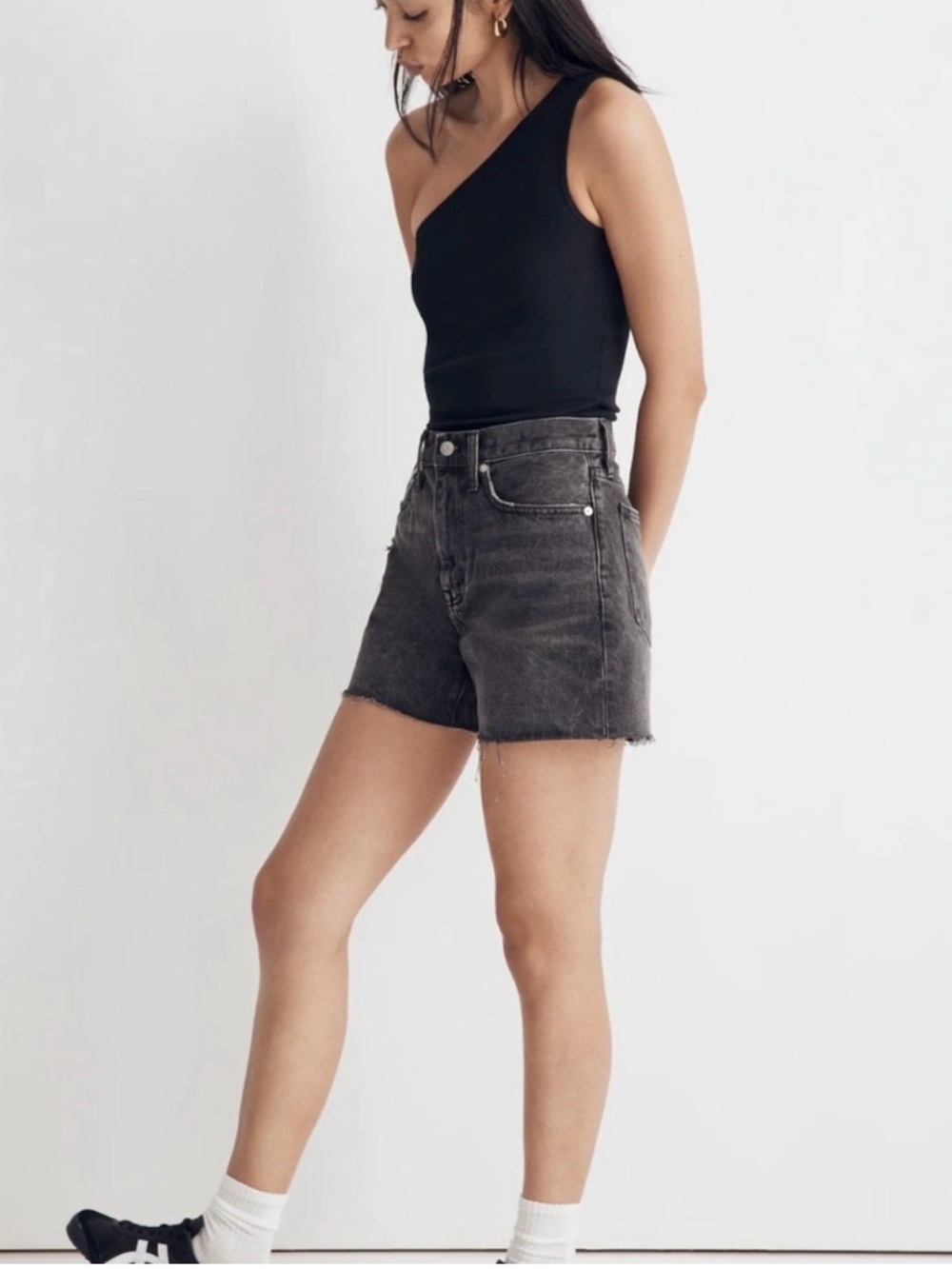 Madewell Relaxed Mid-Length Denim Shorts Black Size 25
